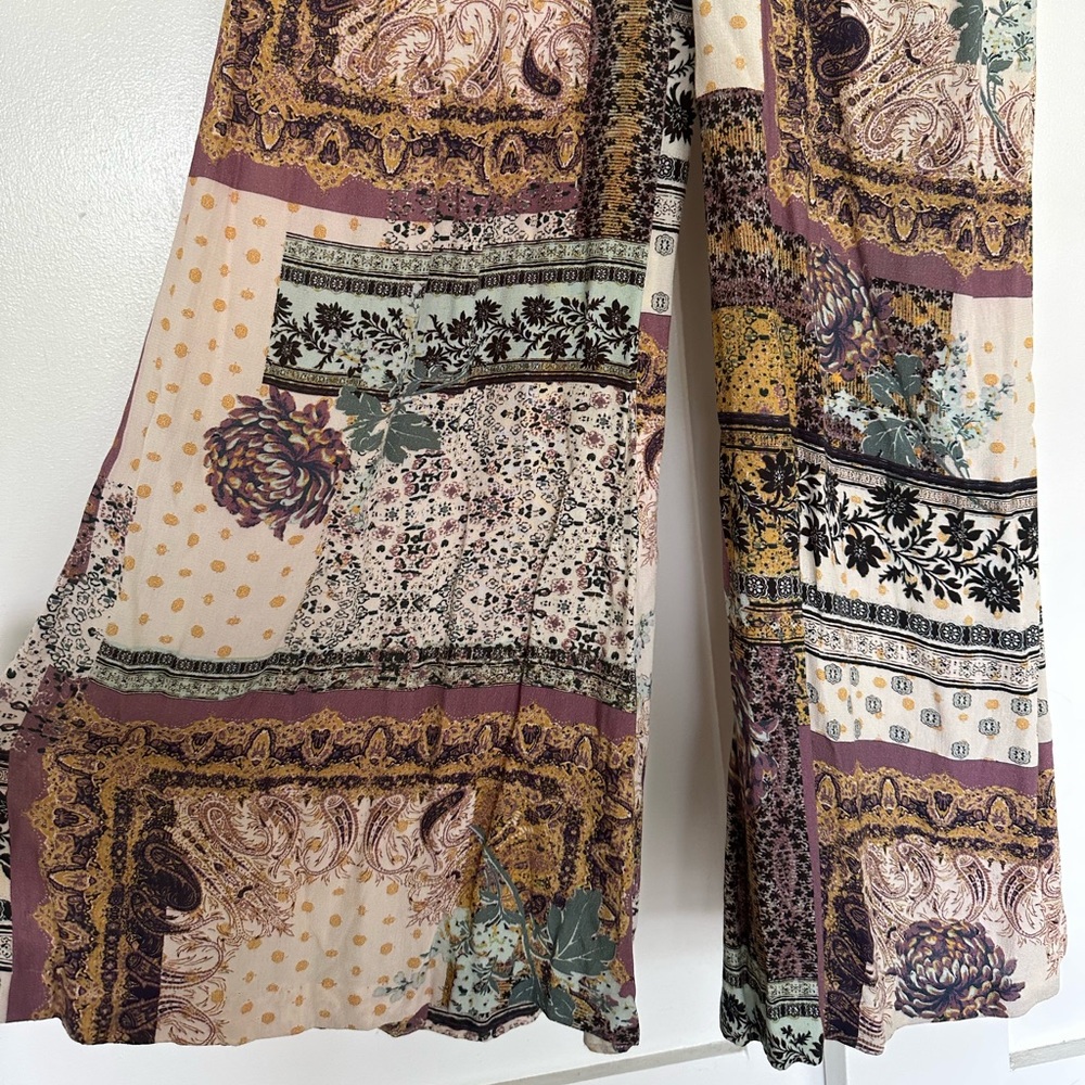 Free People Margarita Patchwork Jumpsuit 4 Boho Hippie Festival Paisley Wide Leg - Picture 4 of 16